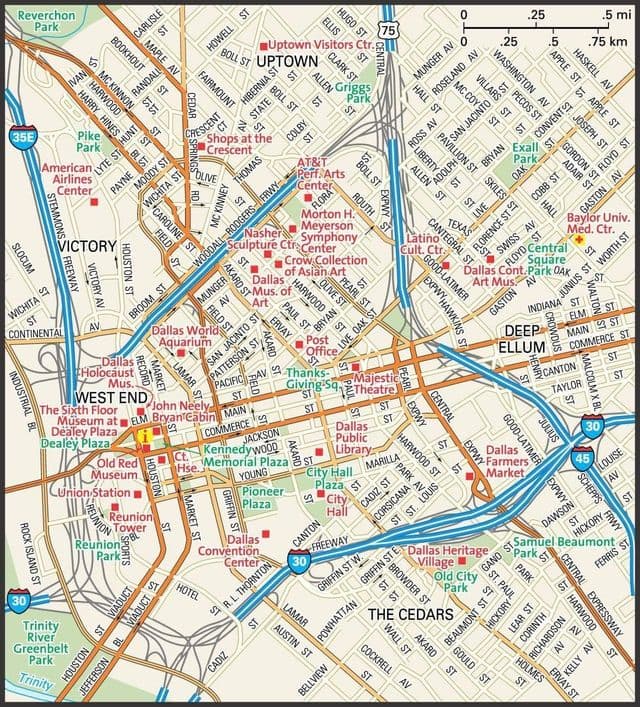 Dallas city center map
