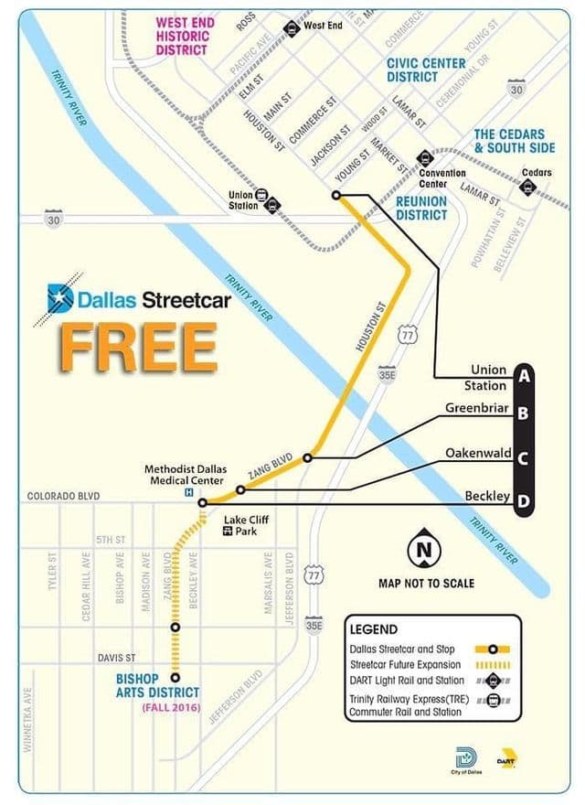 Dallas tram stations map